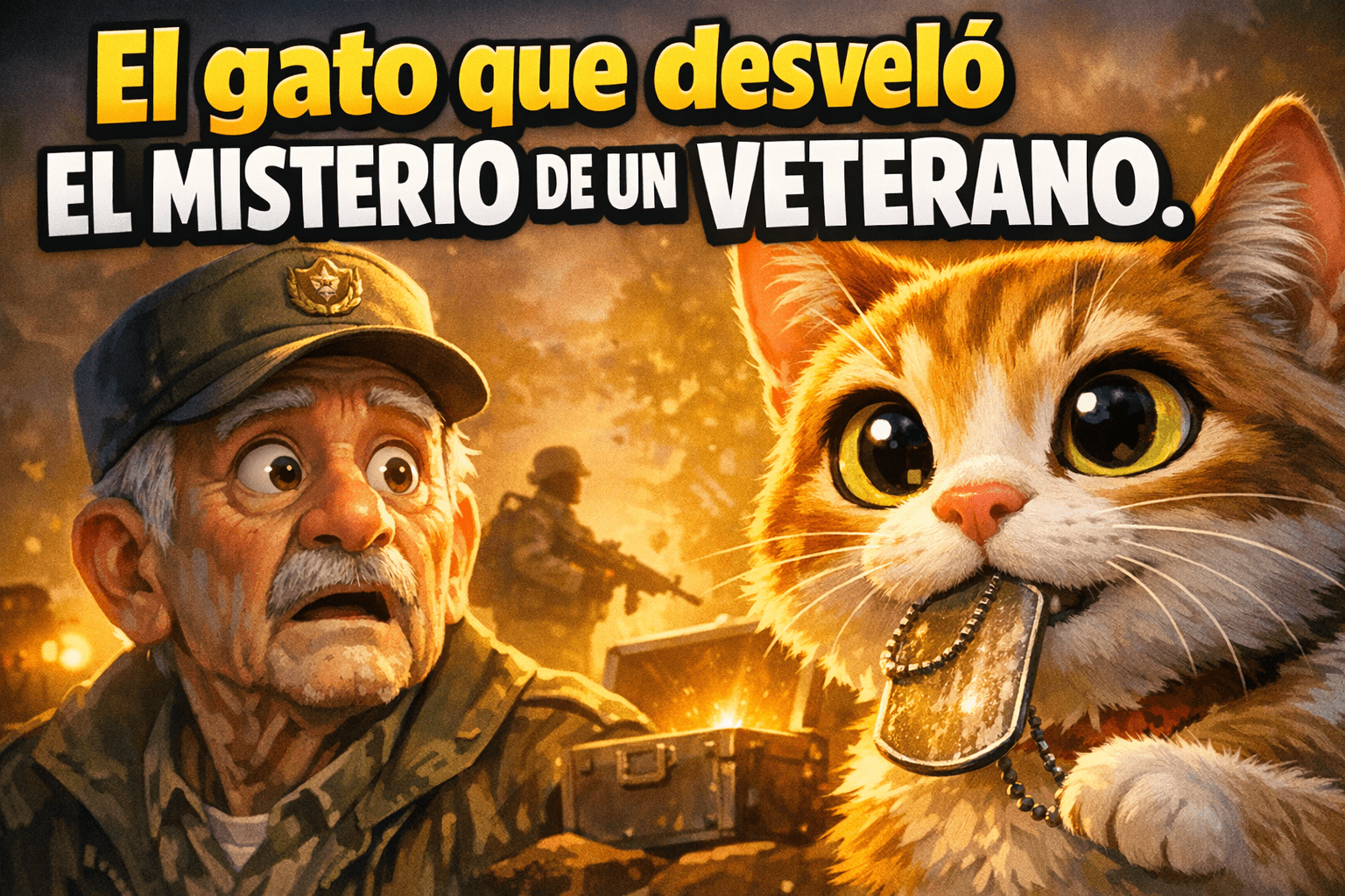 Imagen generada con IA para el artículo Flipante: Un gato resuelve el misterio de un veterano de Corea