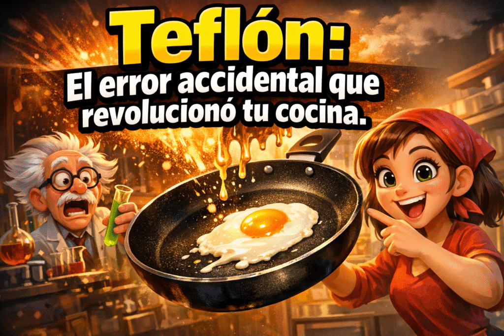 Imagen generada con IA para el artículo La Fascinante Historia del Teflón: De un Error a Tus Sartenes