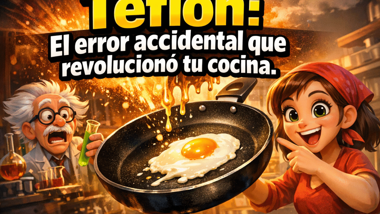 Imagen generada con IA para el artículo La Fascinante Historia del Teflón: De un Error a Tus Sartenes