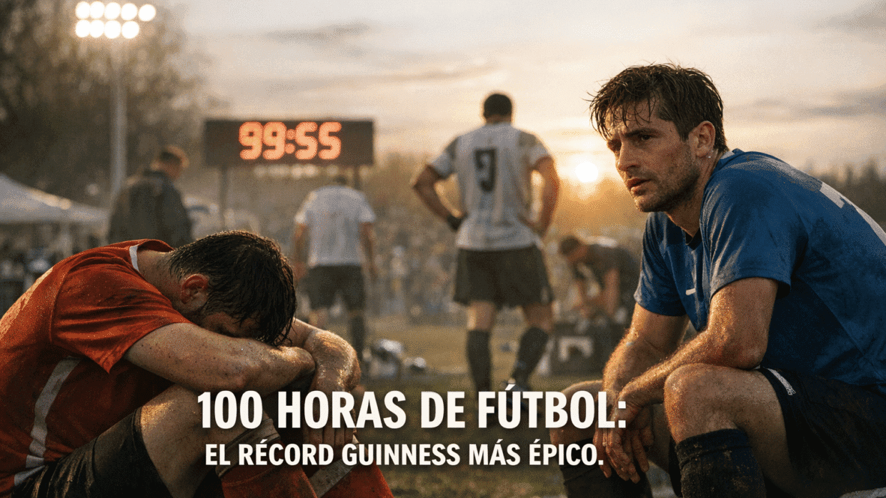 Imagen generada con IA para el artículo El Épico Récord Guinness del Partido de Fútbol más Largo: 100 Horas