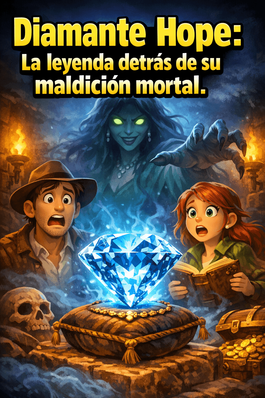 Imagen generada con IA para el artículo Diamante Hope: La increíble leyenda de su mortal maldición