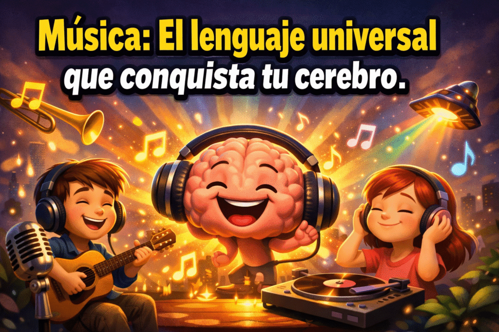 Música: Descubre el lenguaje universal que emociona a tu cerebro 1 Imagen generada con IA para el artículo Música: Descubre el lenguaje universal que emociona a tu cerebro