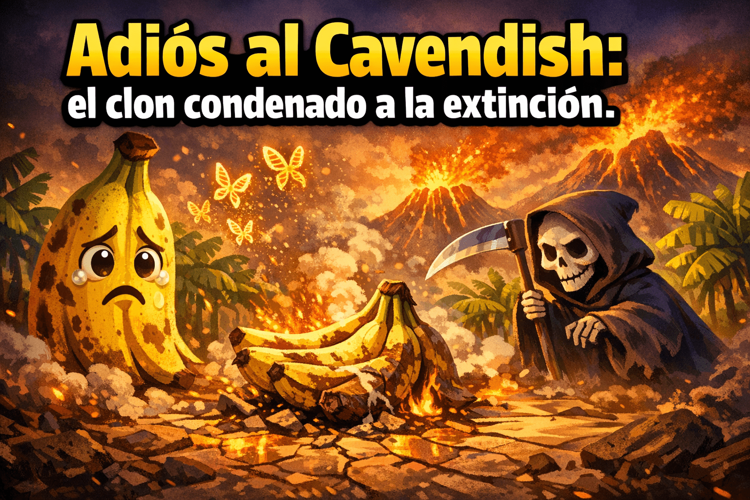Imagen generada con IA para el artículo El Secreto del Plátano Cavendish: Clones en Peligro de Extinción
