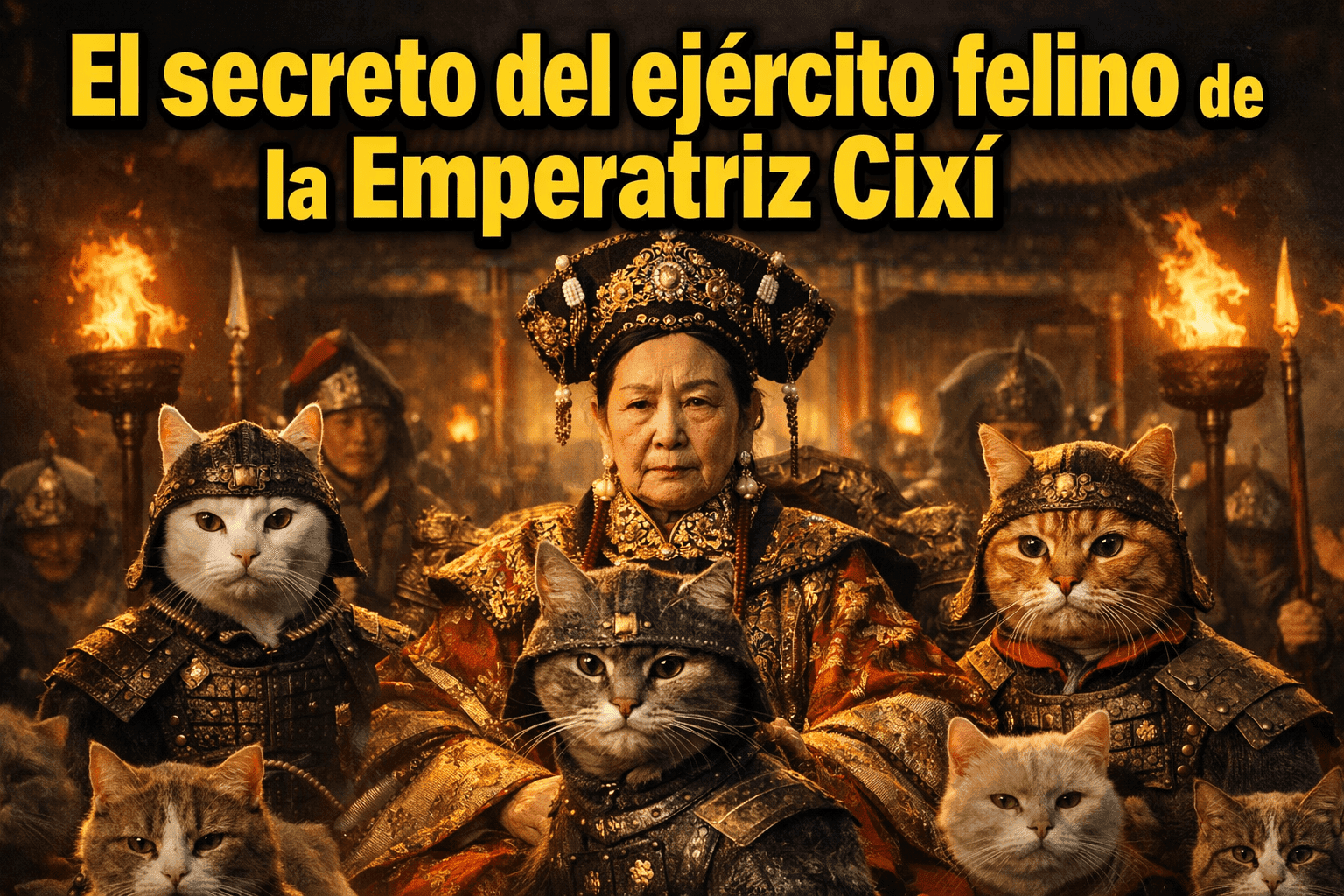 Imagen generada con IA para el artículo Cixí: El Secreto del Ejército Felino de la Ciudad Prohibida