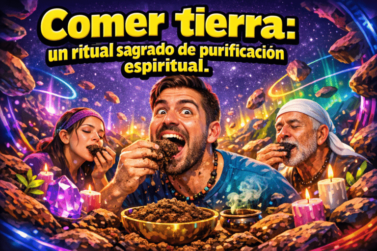 Imagen generada con IA para el artículo Geofagia Sagrada: Comer Tierra para la Purificación Espiritual