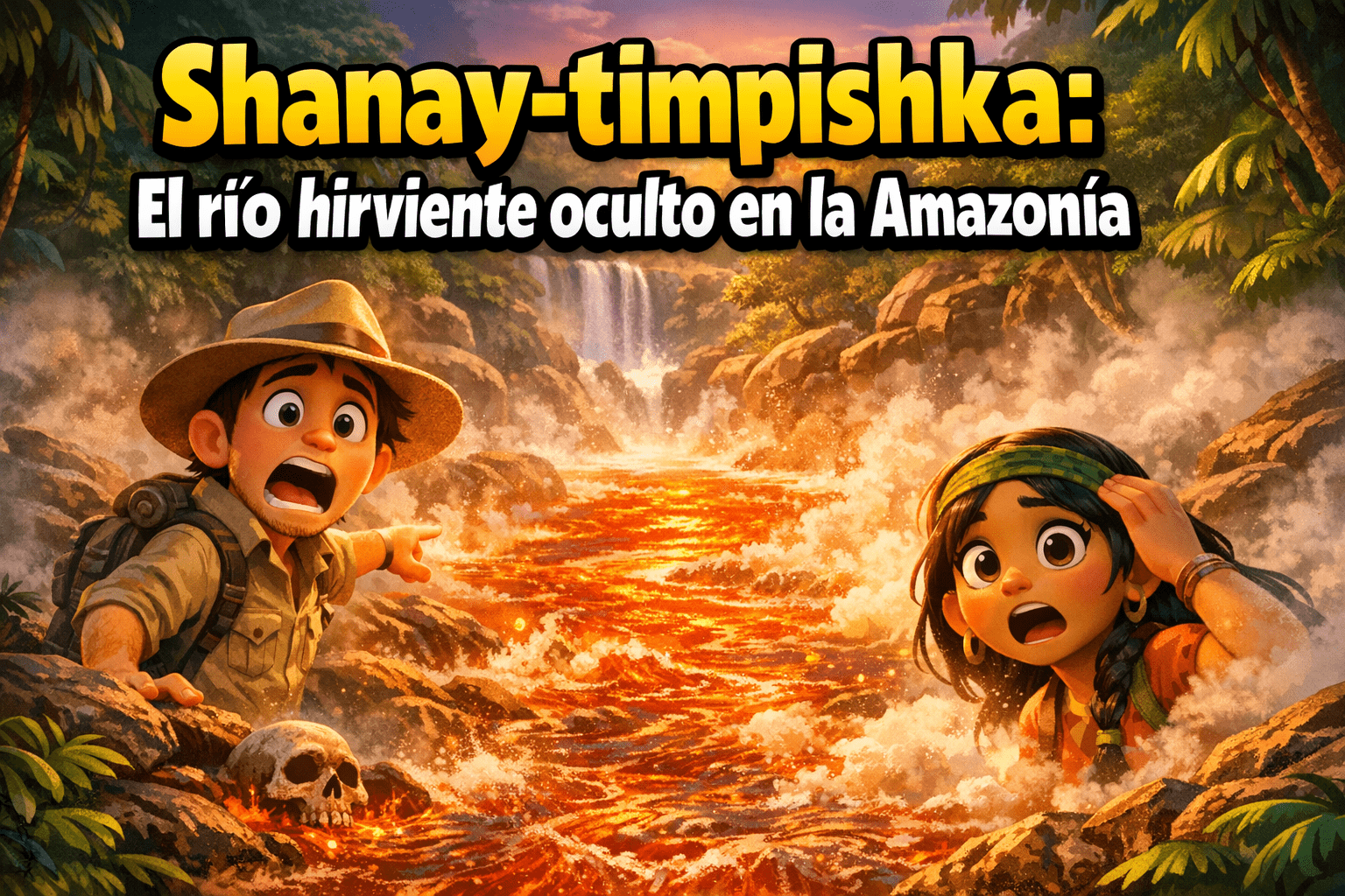 Imagen generada con IA para el artículo Shanay-timpishka: El Misterio del Río Hirviente en la Amazonía