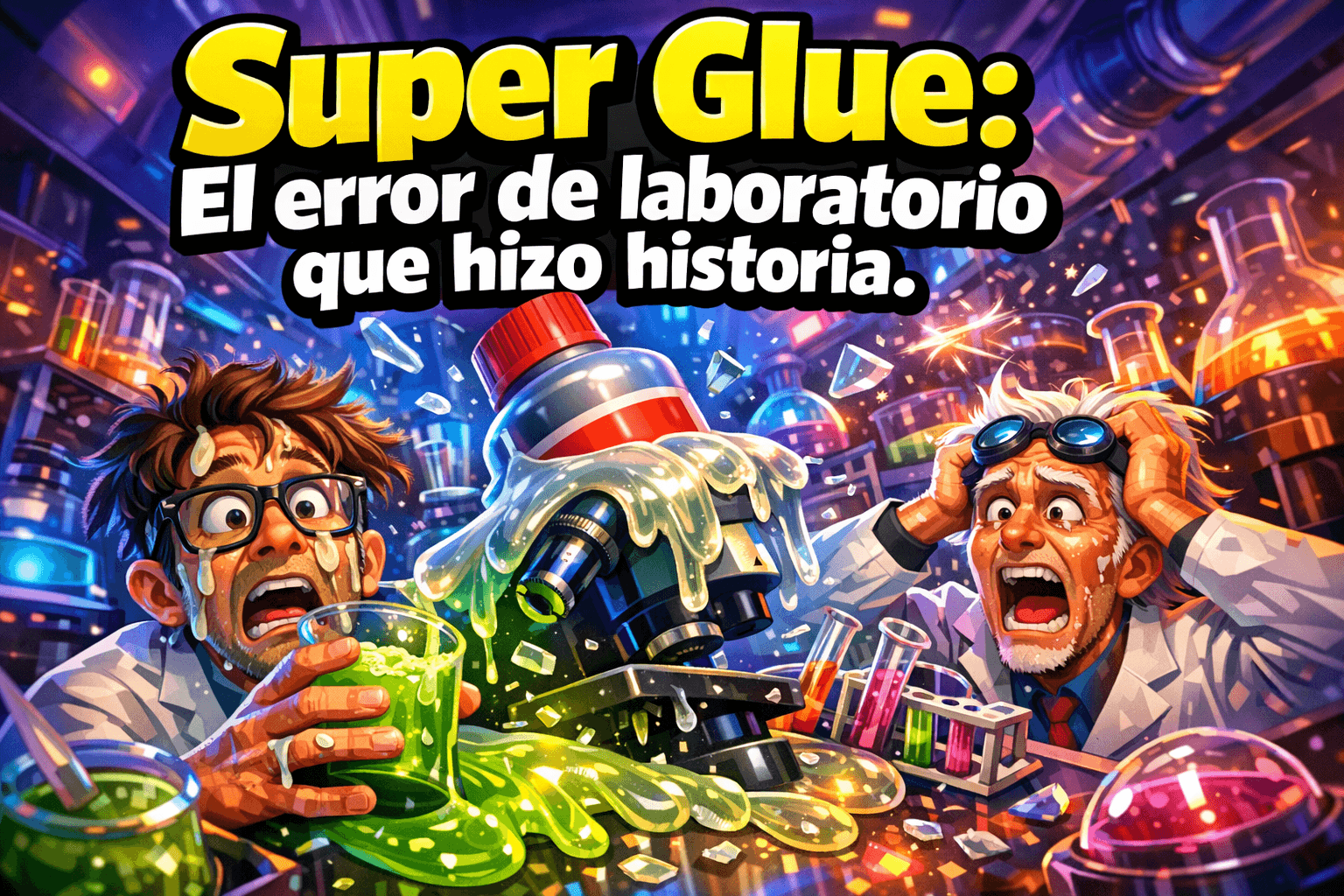 Imagen generada con IA para el artículo Super Glue: El Sorprendente Origen Accidental de Harry Coover