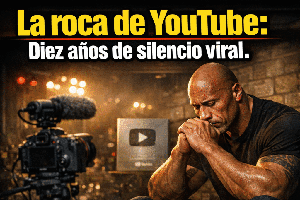 Imagen generada con IA para el artículo El Misterio de la Roca YouTube: 10 Años de Silencio y Atención