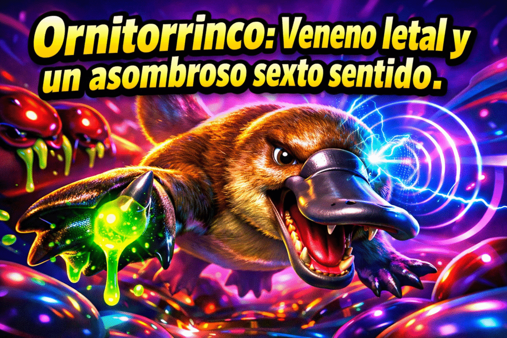 Ornitorrinco: Descubre su veneno y su increíble sexto sentido 1 Imagen generada con IA para el artículo Ornitorrinco: Descubre su veneno y su increíble sexto sentido
