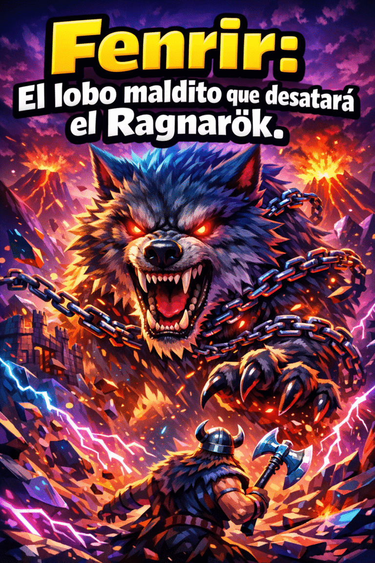 Imagen generada con IA para el artículo Fenrir: El Lobo Vikingo del Ragnarök y la Aterradora Profecía