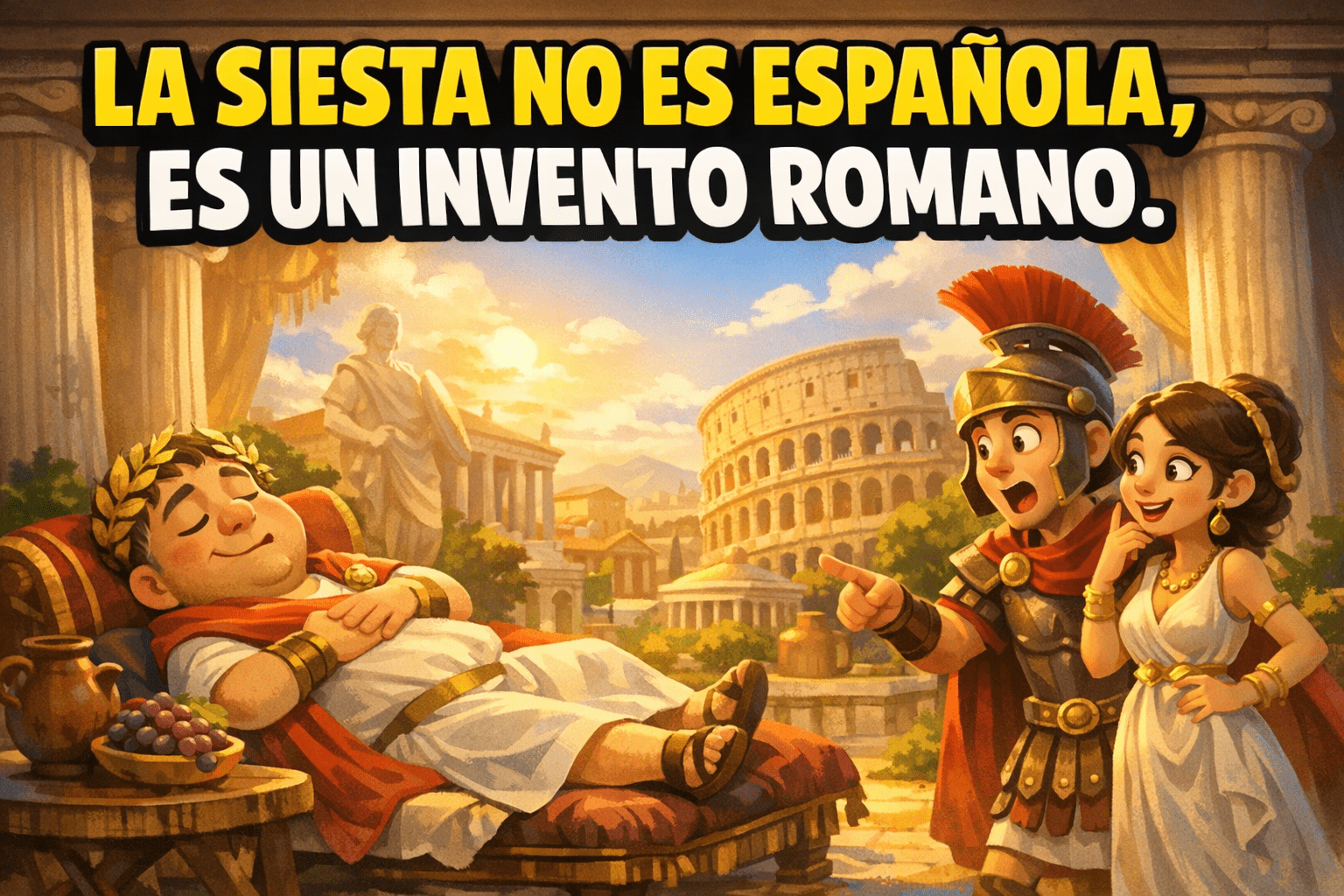 Imagen generada con IA para el artículo Descubre el Sorprendente Origen de la Siesta: Roma, no España