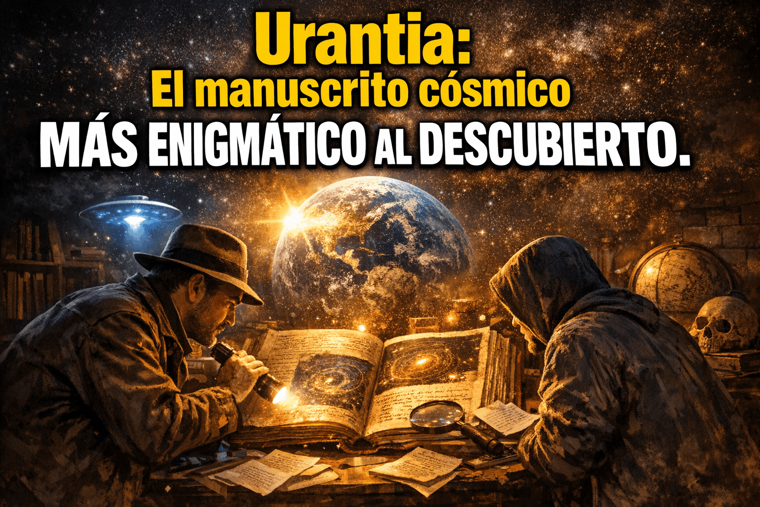 Imagen generada con IA para el artículo Desvela Urantia: El Manuscrito Cósmico Más Enigmático