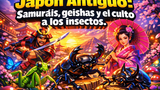 Imagen generada con IA para el artículo Antigua Tradición Japonesa: Samuráis, Geishas e Insectos Mascotas