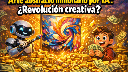 Imagen generada con IA para el artículo IA Vende Arte Abstracto por Millones: ¿Revolución Creativa?