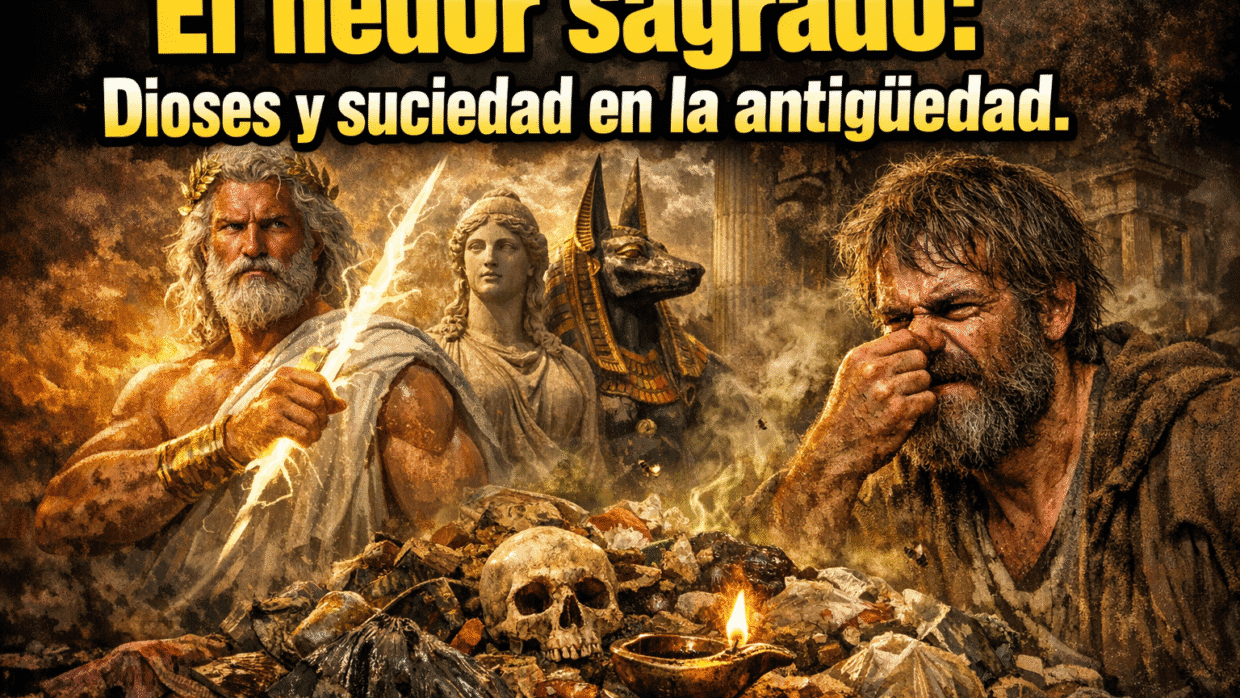 Imagen generada con IA para el artículo El Hedor Sagrado: Dioses, Antigüedad y la Higiene Ancestral