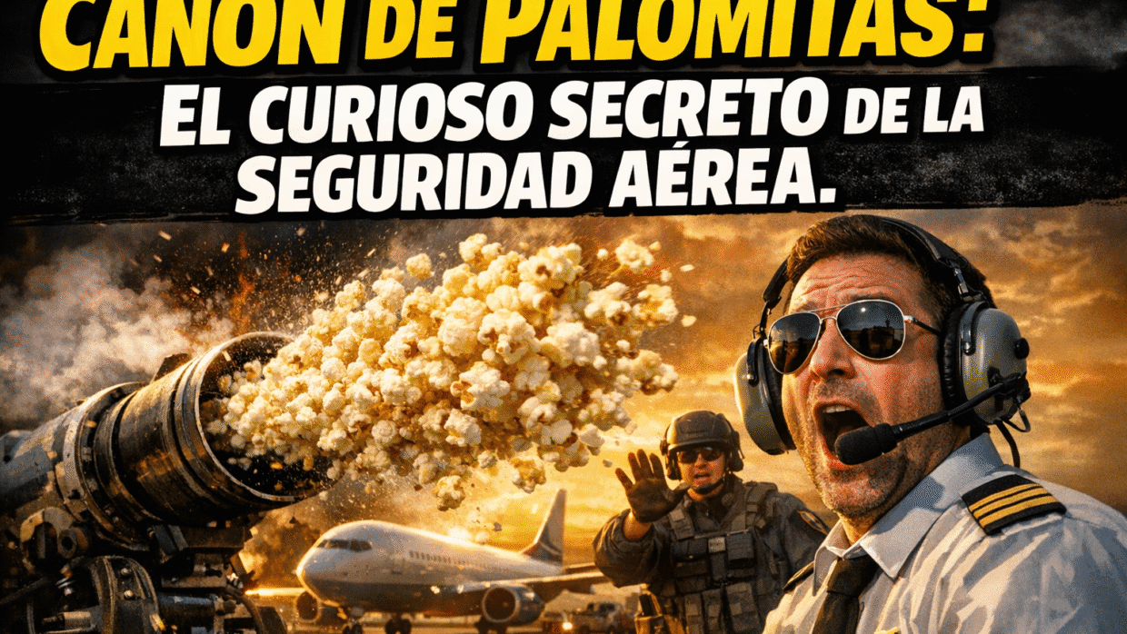 Imagen generada con IA para el artículo Fascinante Cañón de Palomitas: Seguridad Aérea contra Bird Strikes