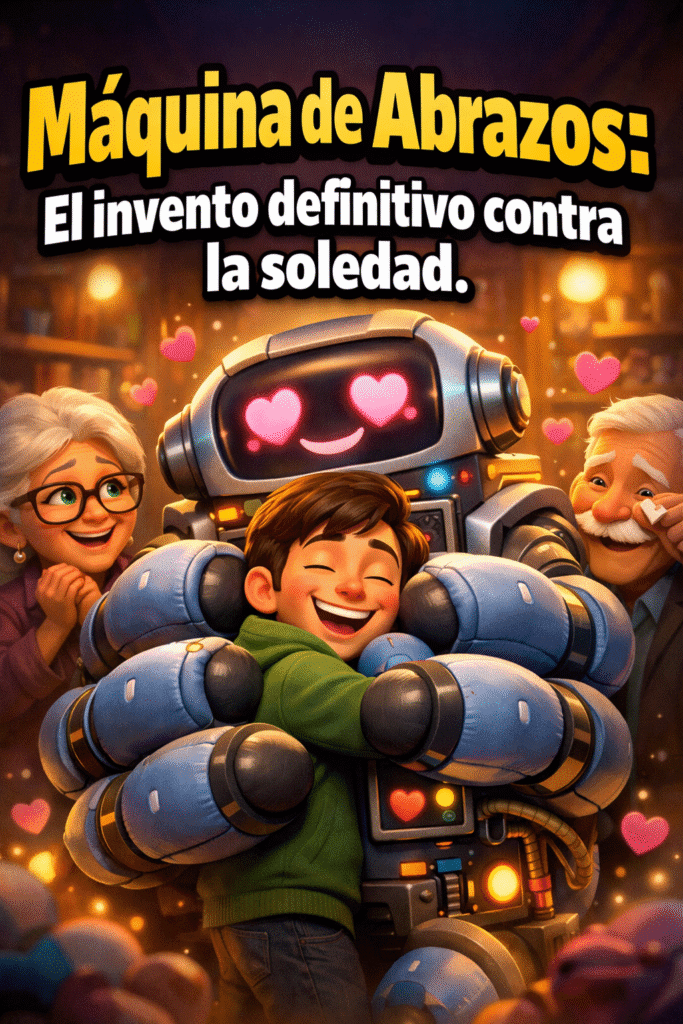 La Máquina de Abrazos: El increíble invento para la soledad 1 Imagen generada con IA para el artículo La Máquina de Abrazos: El increíble invento para la soledad