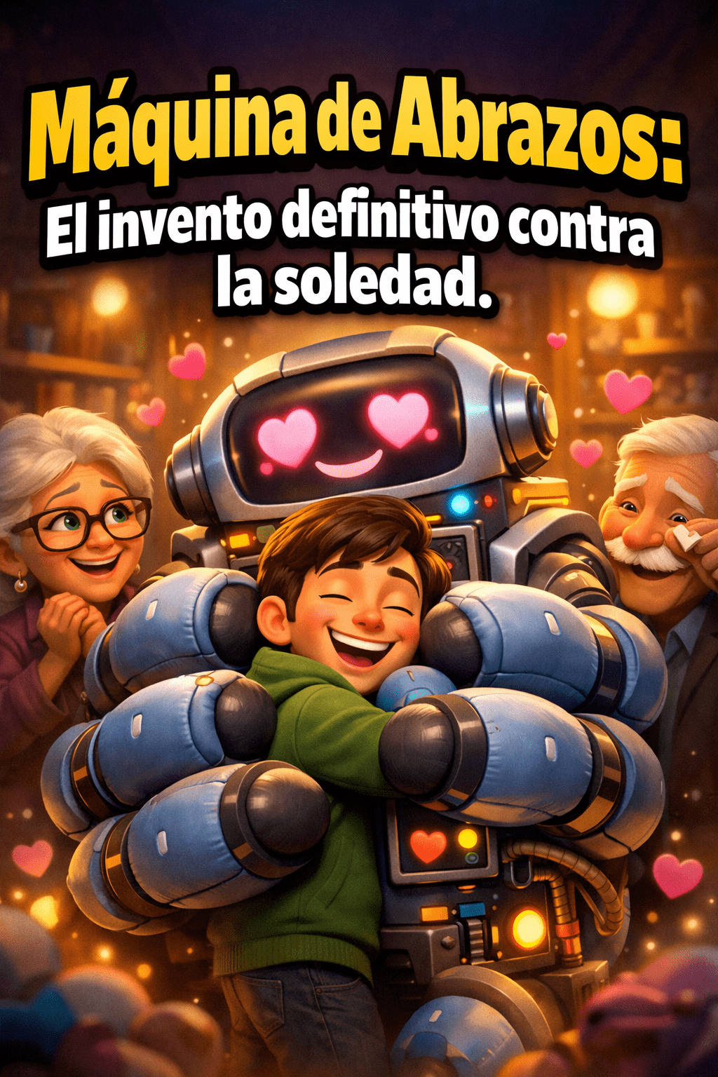 Imagen generada con IA para el artículo La Máquina de Abrazos: El increíble invento para la soledad