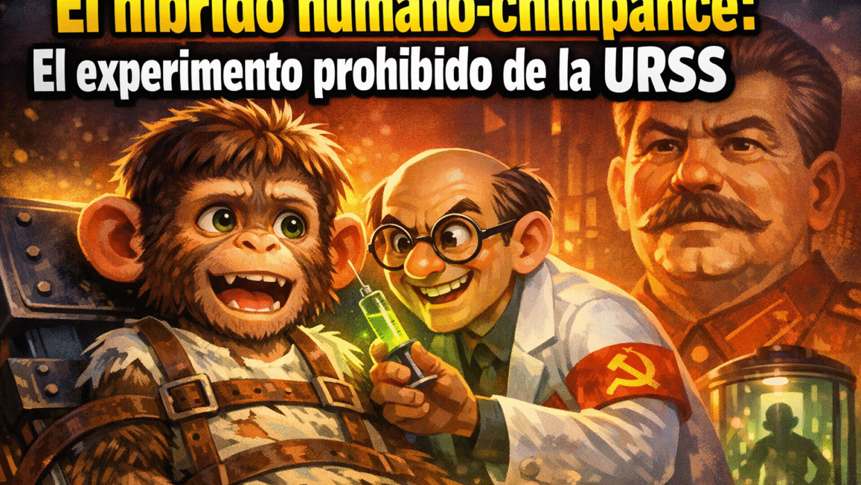 Imagen generada con IA para el artículo Impactante: El Híbrido Humano-Chimpancé de Ivanov en la URSS