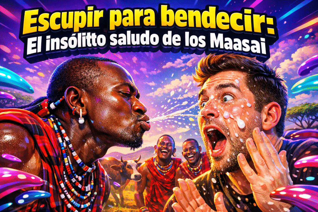 Imagen generada con IA para el artículo Insólito Saludo Maasai: Saliva, Respeto y Bendición Ancestral