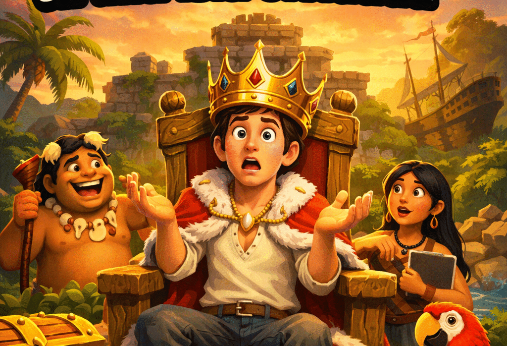 Imagen generada con IA para el artículo Asombroso: El Rey por Error Burocrático en una Isla Olvidada