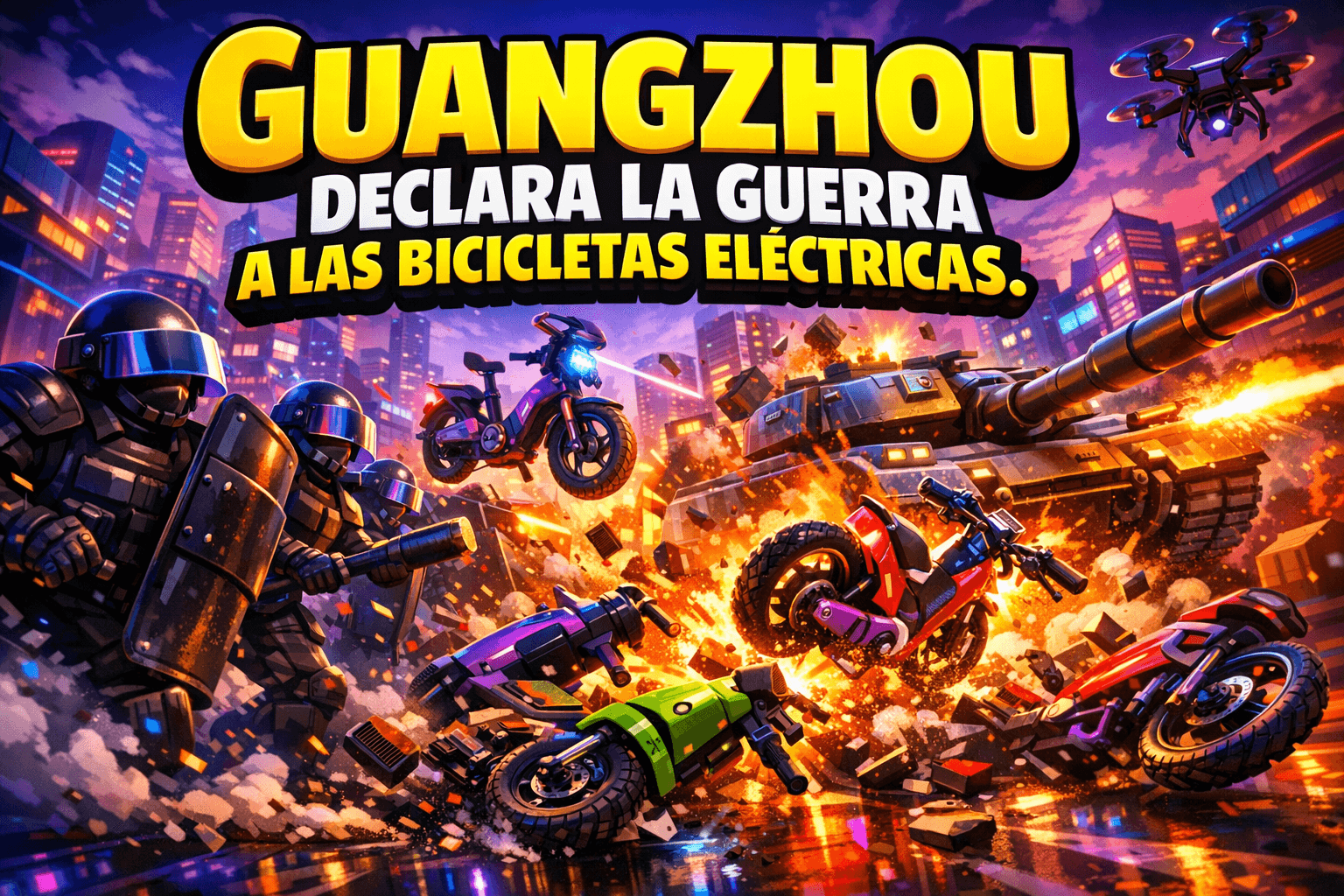Imagen generada con IA para el artículo Guangzhou: La sorprendente prohibición de e-bikes en China