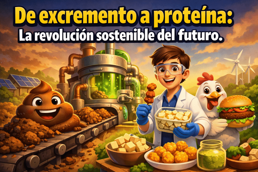 Excremento a Proteína: ¡Impactante Solución Sostenible del Futuro! 1 Imagen generada con IA para el artículo Excremento a Proteína: ¡Impactante Solución Sostenible del Futuro!