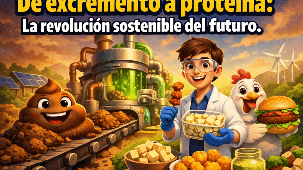 Imagen generada con IA para el artículo Excremento a Proteína: ¡Impactante Solución Sostenible del Futuro!