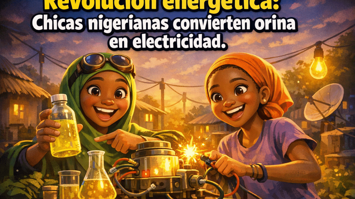 Imagen generada con IA para el artículo ¡Revolucionario! Chicas Nigerianas Convierten Orina en Energía