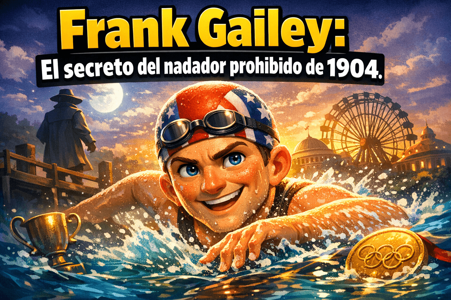 Imagen generada con IA para el artículo Frank Gailey: El Nadador Prohibido de los JJOO San Luis 1904