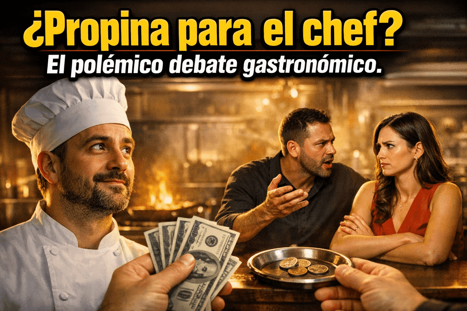Imagen generada con IA para el artículo ¿Propina al Chef por Placer? ¡El Insólito Dilema del Restaurante!