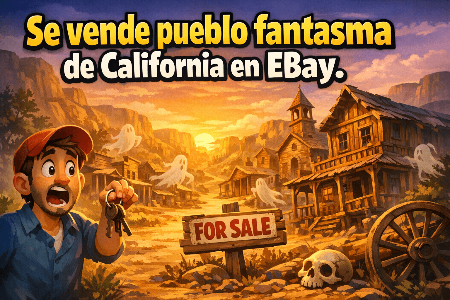 Imagen generada con IA para el artículo Increíble: Cerro Gordo, el pueblo fantasma de California en eBay