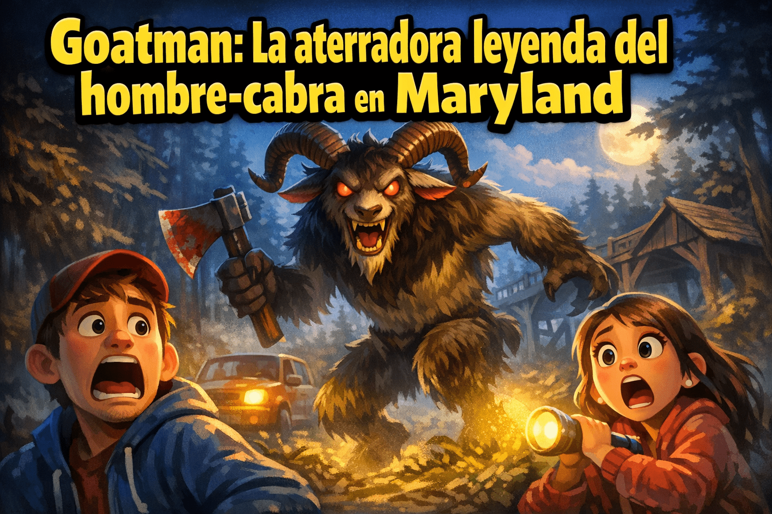 Imagen generada con IA para el artículo Goatman de Maryland: La aterradora leyenda urbana del hombre-cabra
