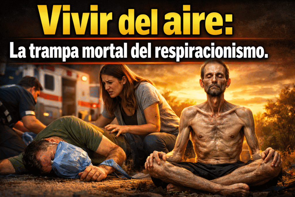 Imagen generada con IA para el artículo Respiracionismo: ¿Vivir Sin Comer? Peligros y Realidad Impactante.