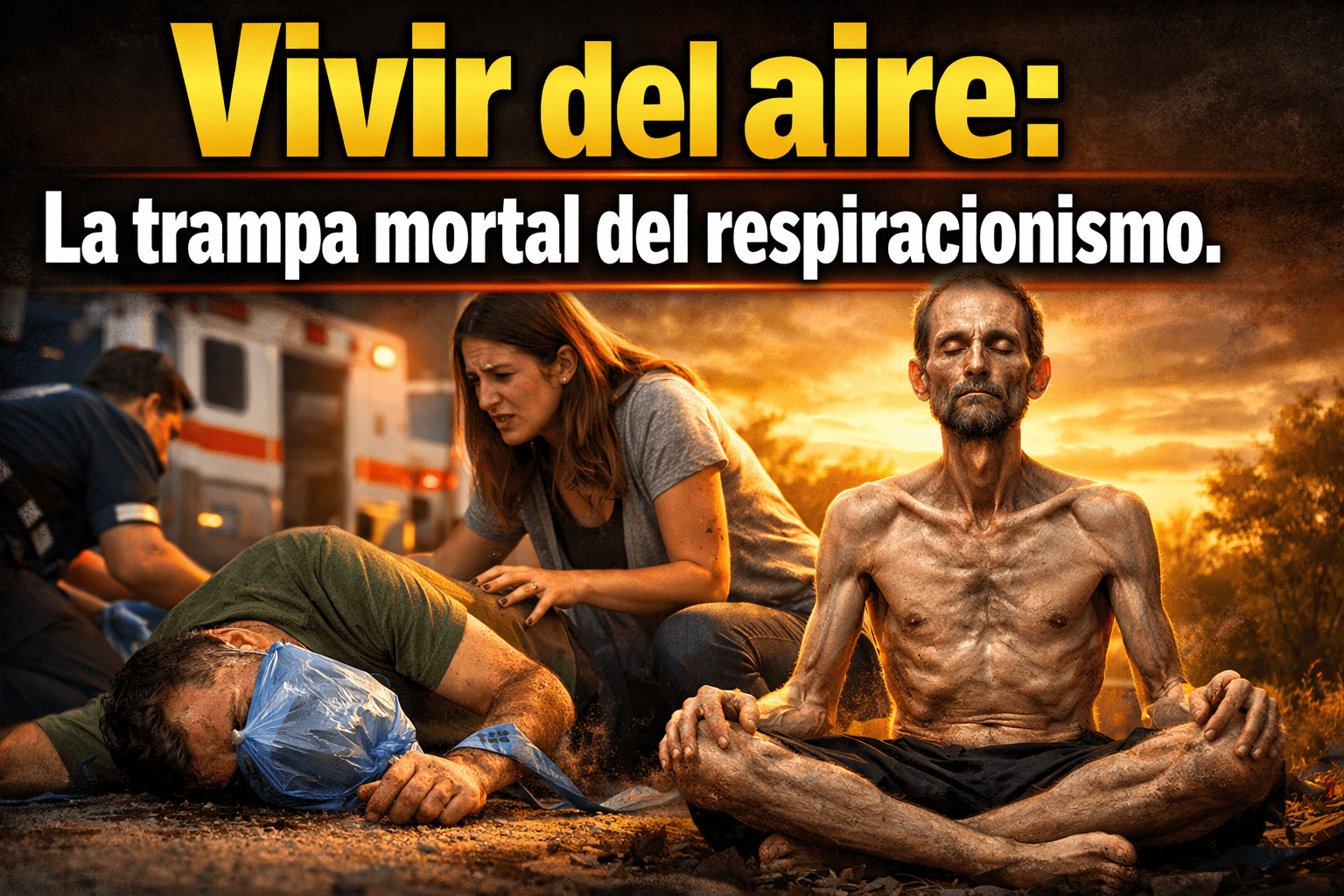 Imagen generada con IA para el artículo Respiracionismo: ¿Vivir Sin Comer? Peligros y Realidad Impactante.