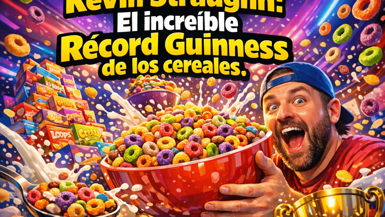 Imagen generada con IA para el artículo Increíble Récord Guinness: Kevin Straughn y sus Cajas de Cereales