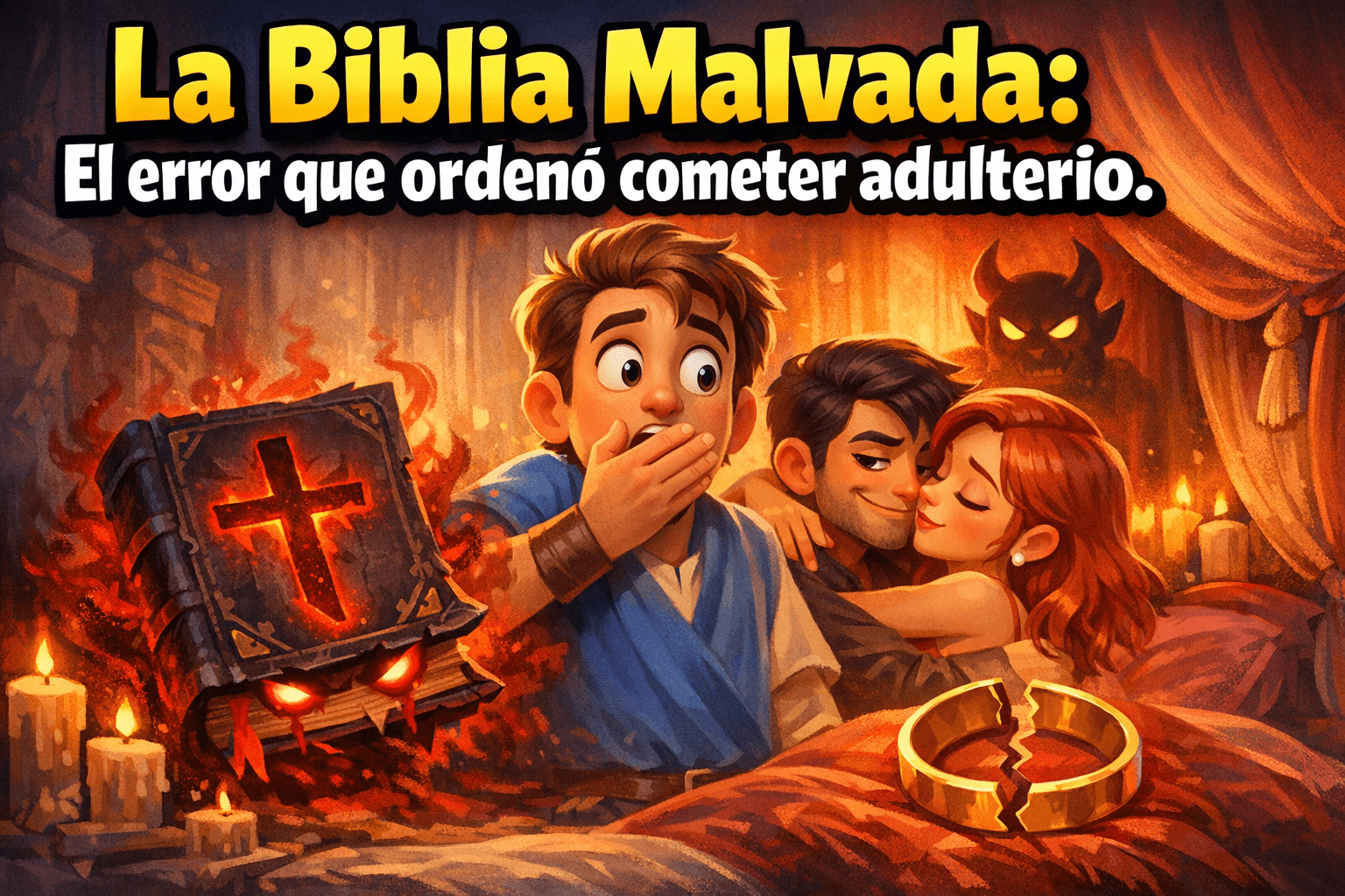 Imagen generada con IA para el artículo Escandaloso: Biblia Malvada 1631 y el Mandamiento de Adulterio