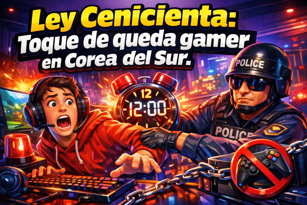 Imagen generada con IA para el artículo Impactante Ley Cenicienta: Videojuegos y Jóvenes en Corea del Sur