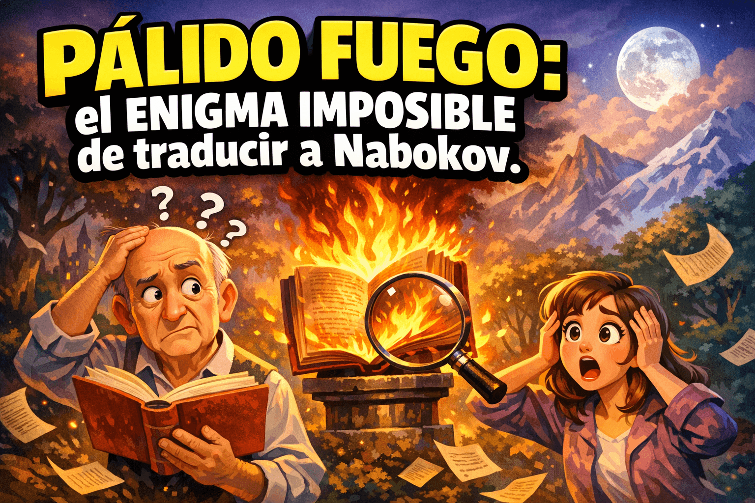 Imagen generada con IA para el artículo Pale Fire: El Enigma Zemblan y el Desafío de Traducir a Nabokov