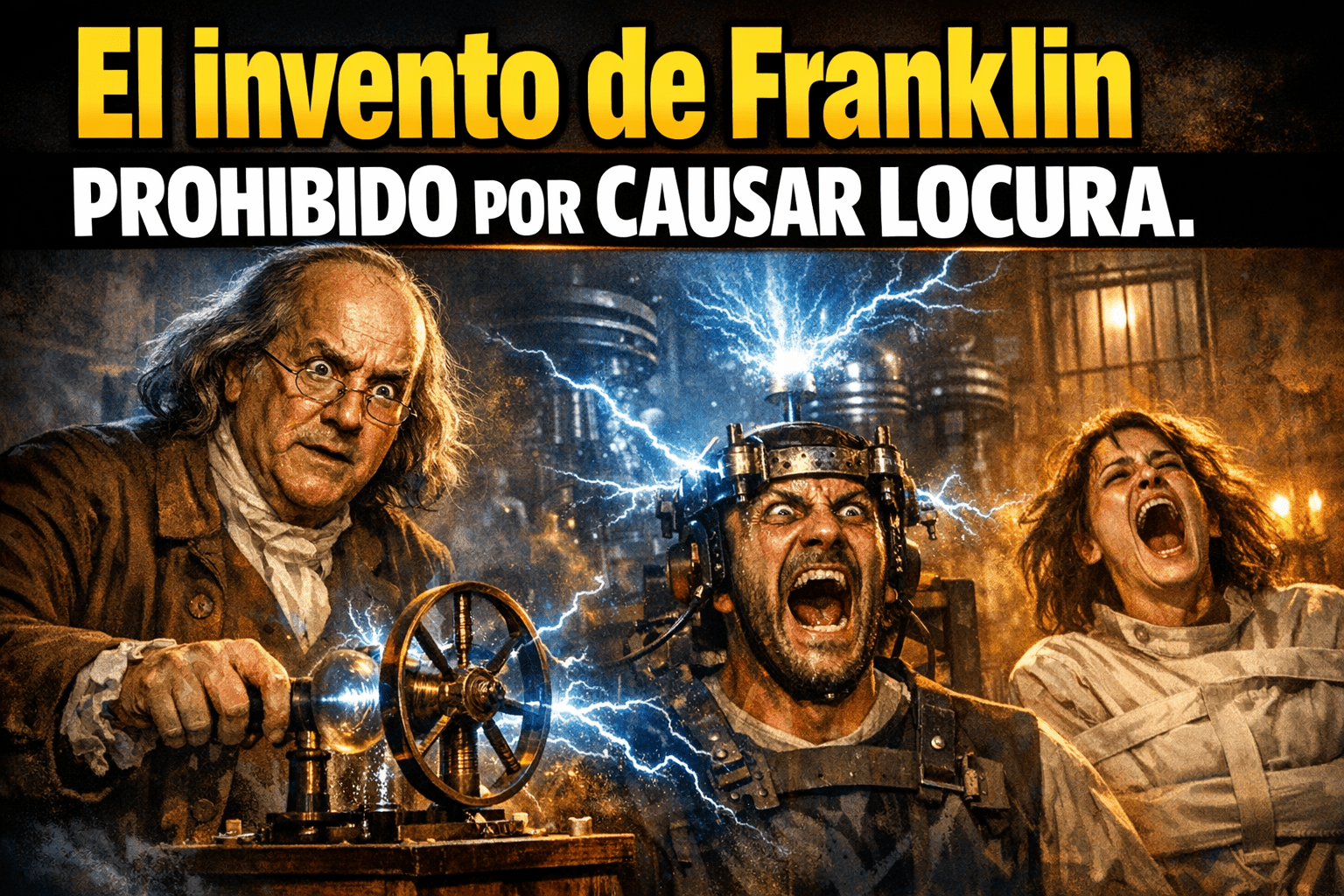 Imagen generada con IA para el artículo Armónica de cristal: el invento de Franklin prohibido por locura