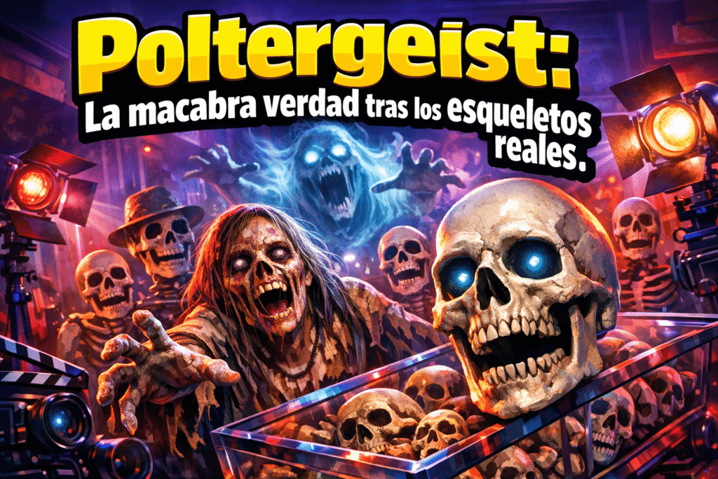 Poltergeist: Esqueletos Reales, el Secreto Macabro del Rodaje 1 Imagen generada con IA para el artículo Poltergeist: Esqueletos Reales, el Secreto Macabro del Rodaje