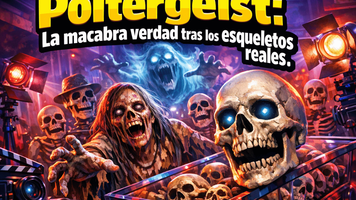 Imagen generada con IA para el artículo Poltergeist: Esqueletos Reales, el Secreto Macabro del Rodaje