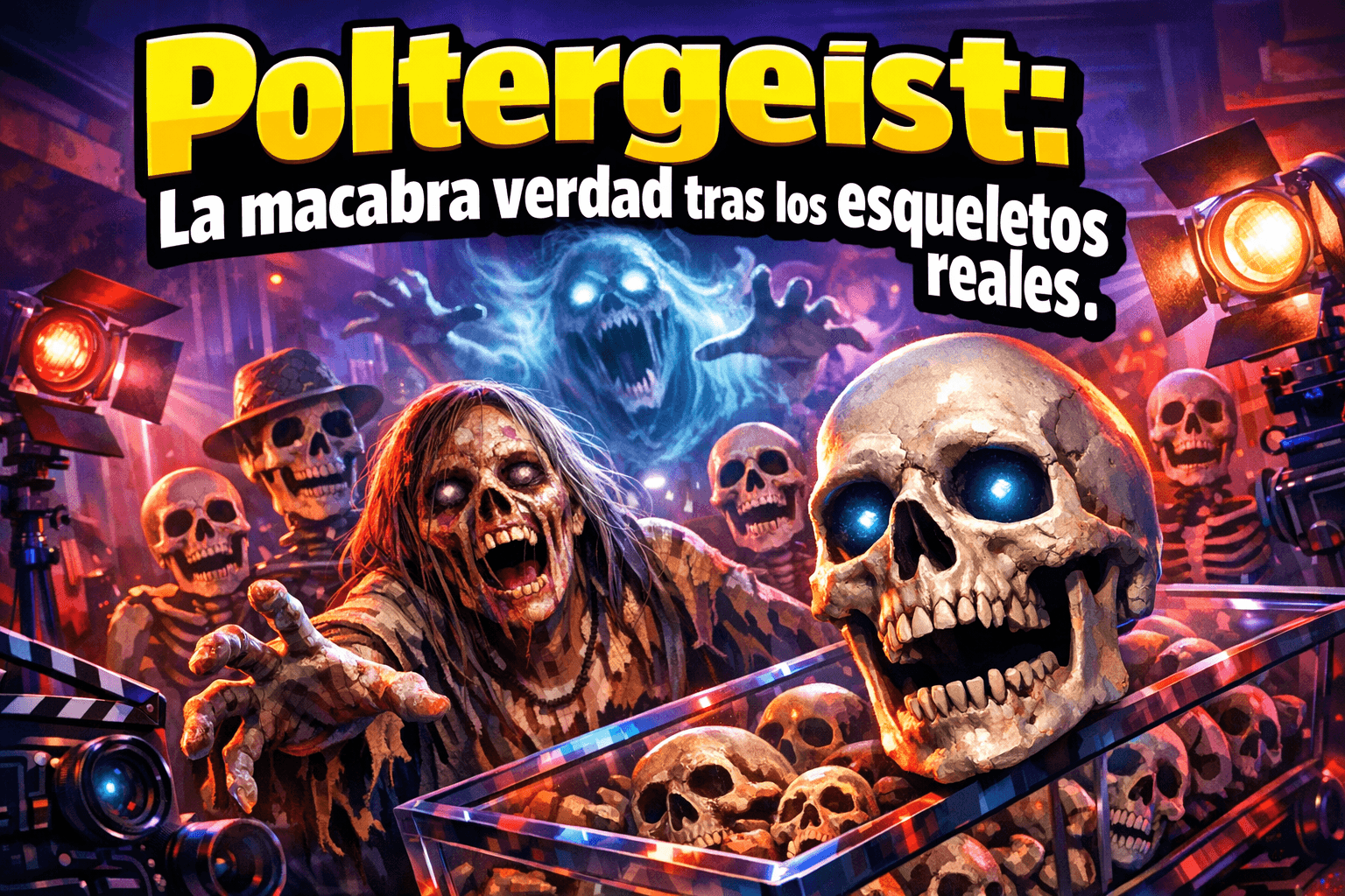 Imagen generada con IA para el artículo Poltergeist: Esqueletos Reales, el Secreto Macabro del Rodaje