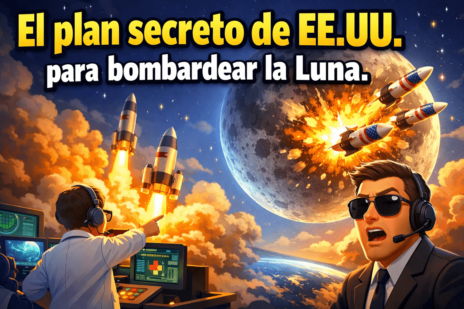 Imagen generada con IA para el artículo Proyecto A119: EE.UU. y el Secreto Plan Nuclear para la Luna.
