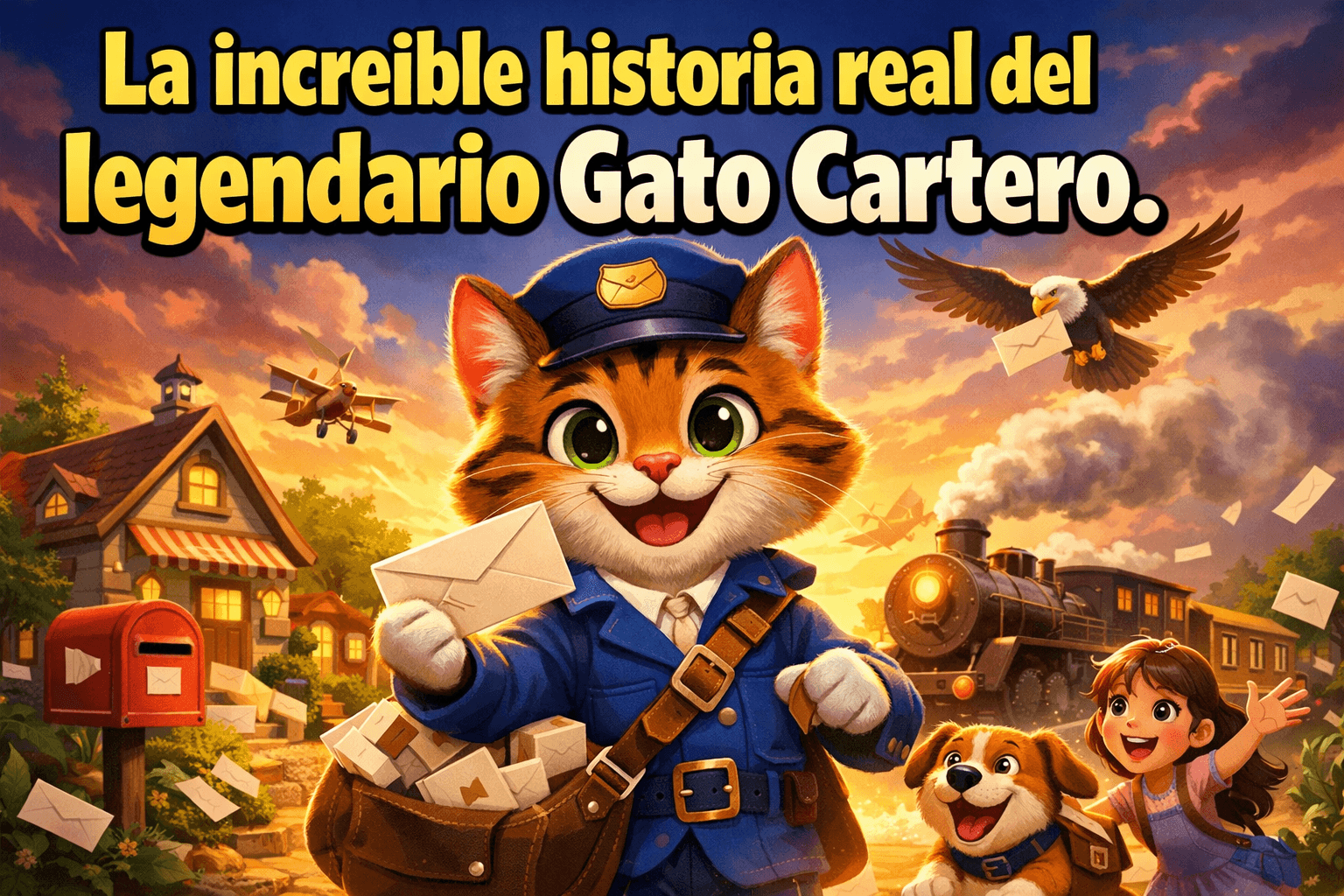 Imagen generada con IA para el artículo El Gato Cartero: La Fascinante Historia Real que no Conocías