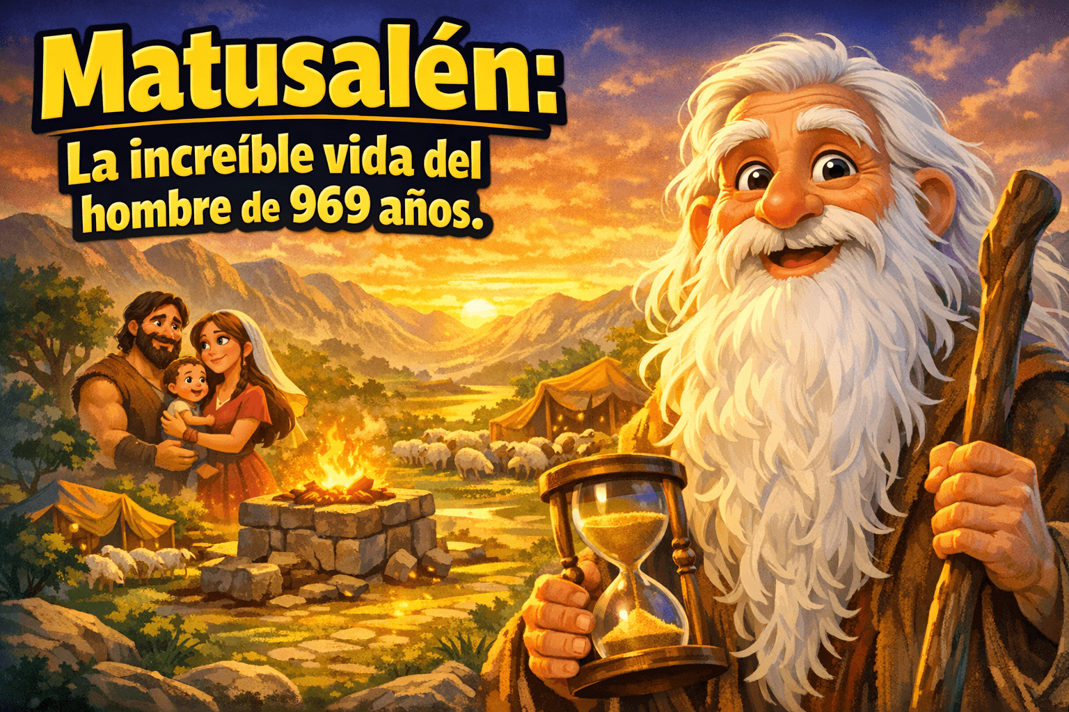 Imagen generada con IA para el artículo Matusalén: La Increíble Historia de 969 Años en la Biblia
