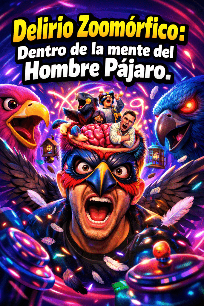Imagen generada con IA para el artículo Fascinante: Delirio Zoomórfico y la Mente del Hombre Pájaro
