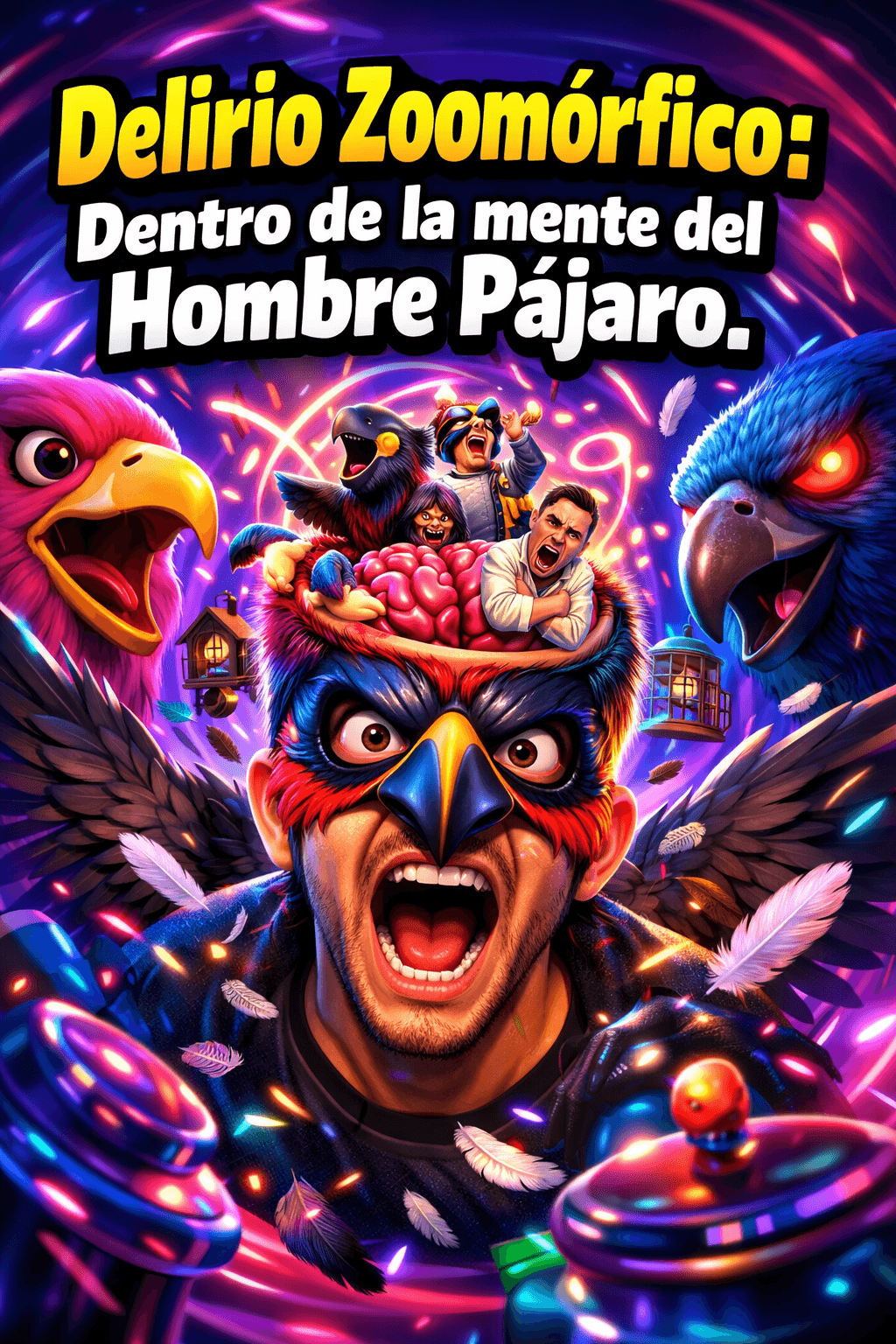 Imagen generada con IA para el artículo Fascinante: Delirio Zoomórfico y la Mente del Hombre Pájaro