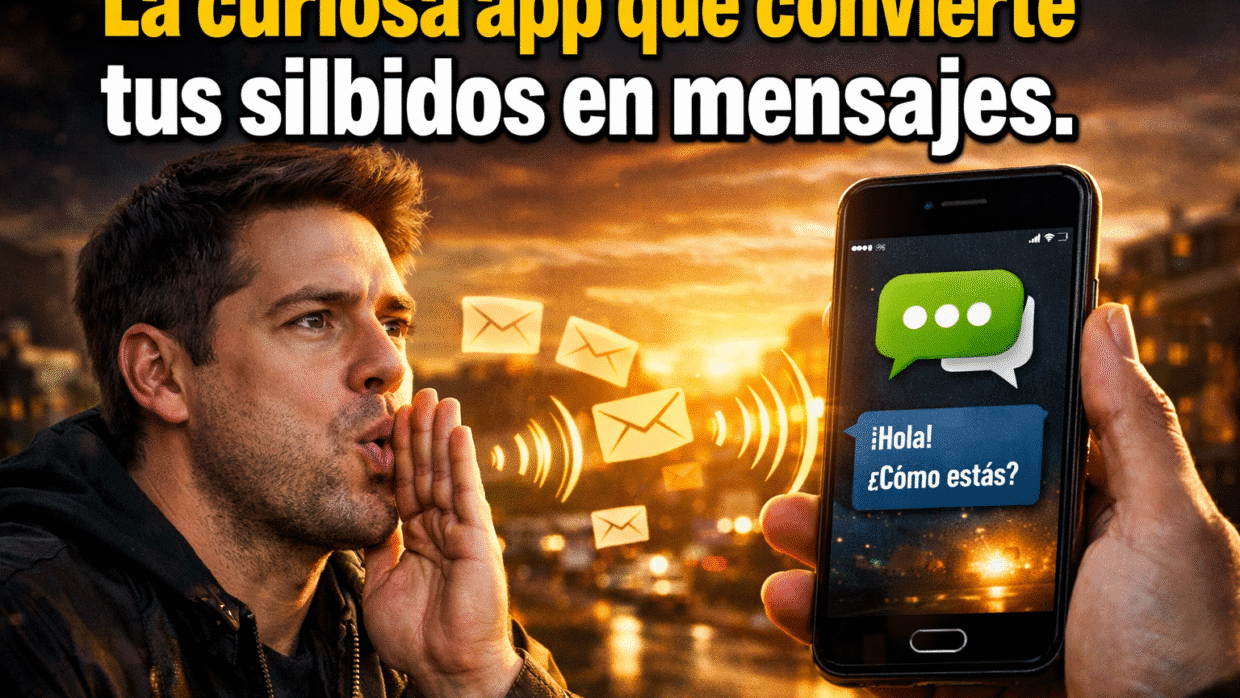 Imagen generada con IA para el artículo Mensajes Silbando: La Curiosa App de Comunicación Digital