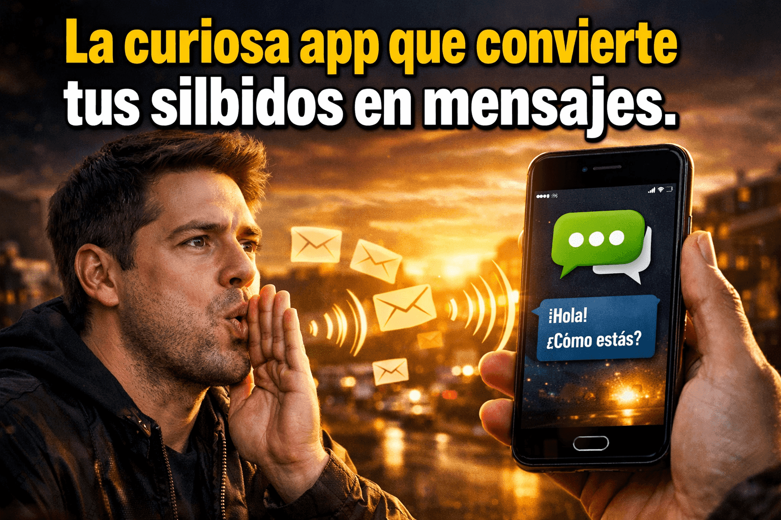 Imagen generada con IA para el artículo Mensajes Silbando: La Curiosa App de Comunicación Digital